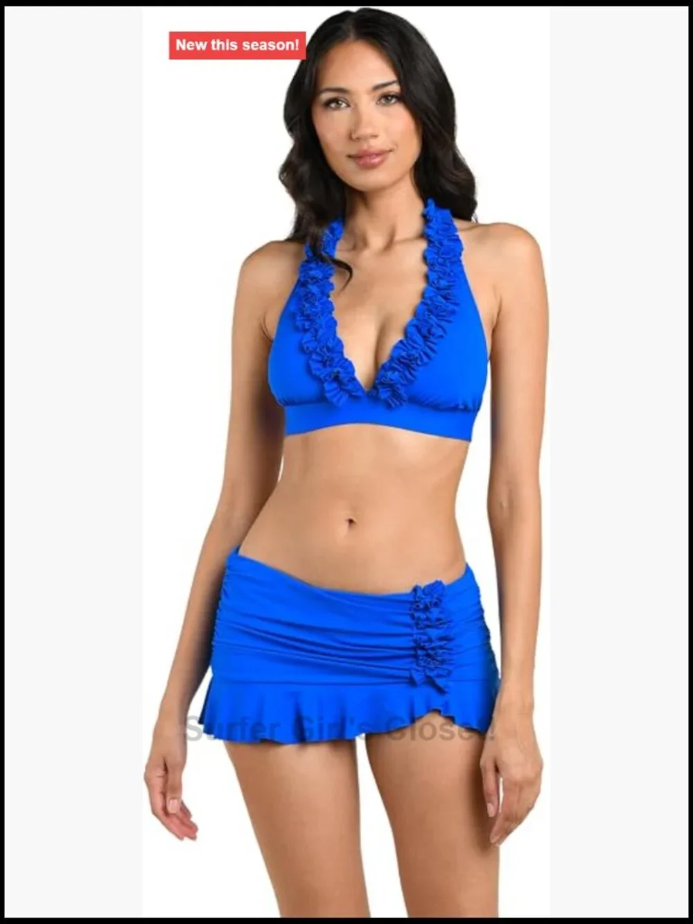 V-Neck Halter Bikini Top with Adjustable Straps and Removable Cups